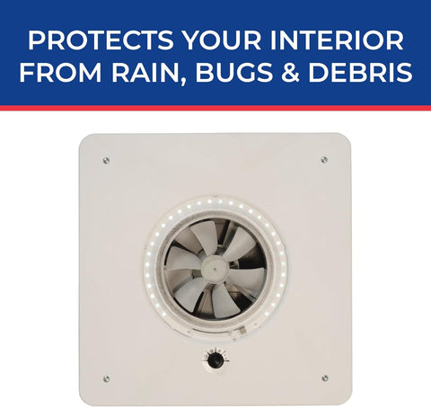 White MaxxAir Mini Vent Interior Mount - Manual Control Panel Detail | United RV Parts