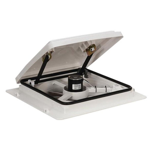 White MaxxAir MaxxFan Plus 10-Speed Roof Vent - Side View Open | United RV Parts