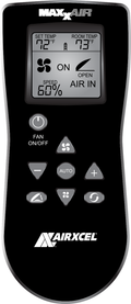 Black MaxxAir AirXcel Remote Control 00-05301K - Front View | United RV Parts