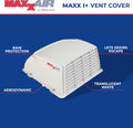 MaxxAir Vent Cover Features Diagram - Rain Protection Aerodynamic Design | United RV Parts