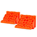 Orange Polymer RV Wheel Chocks - Angled View Showing Honeycomb Pattern | United RV Parts