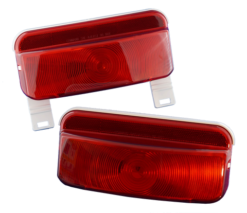 Red Rectangle LED Stop-Tail-Turn Light Replacement Lens CMD-89-187L - Two Units | United RV Parts