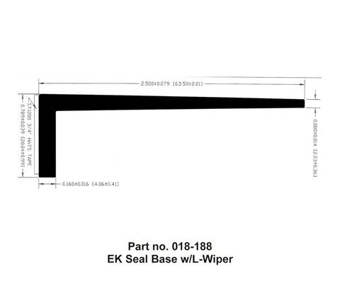 AP Products 018-188 EK Seal Base L-Wiper Technical Drawing with Dimensions | United RV Parts