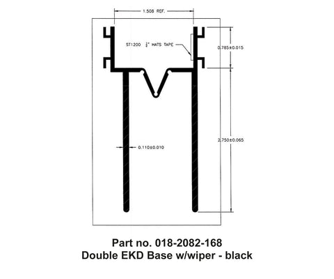 AP Products Double EKD Base 018-2082-168 Cross-Section Diagram with Dimensions | United RV Parts