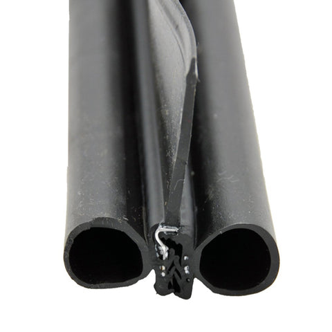 Black Rubber Double Bulb Wiper Seal 018-478 - Close-up Profile | United RV Parts