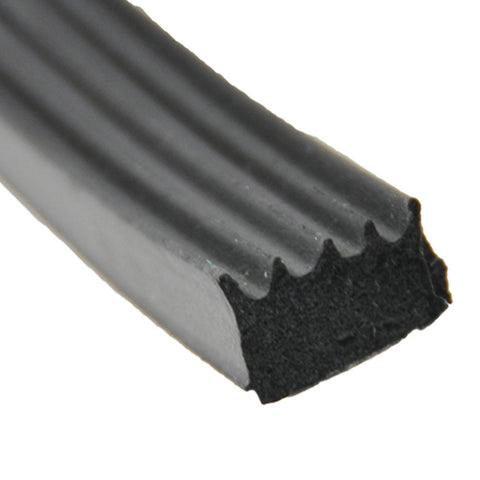 Black Foam Weather Seal with Ribbed Profile - Close-up Detail | United RV Parts