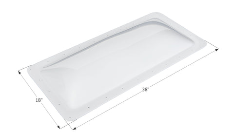 Icon SL1434W White RV Skylight 18x38 with Dimensions - Angled View | United RV Parts