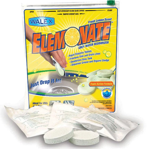 Walex Elemonate Grey Water Tank Deodorizer Tablets 5-Pack - Front View | United RV Parts