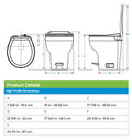 Thetford Aqua-Magic VI High Profile RV Toilet Dimensions Chart - Product Specifications | United RV Parts