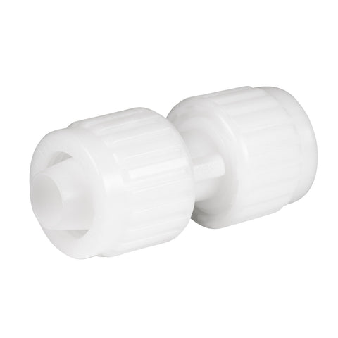 White Flair-It 1/2" PEX Coupler 06840 - 3/4 Angle View | United RV Parts