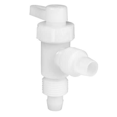 White Plastic RV Drain Valve 06884 Without Cap - 3/4 Angle View | United RV Parts