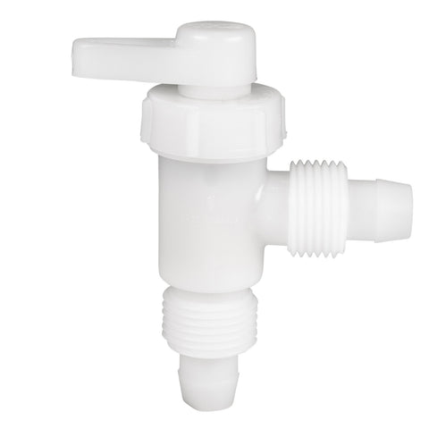 White Flair-It Drain Valve 06884 Without Cap - Side Profile View | United RV Parts
