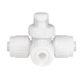White PEX Bypass Valve 06910 - Top View with Caps | United RV Parts