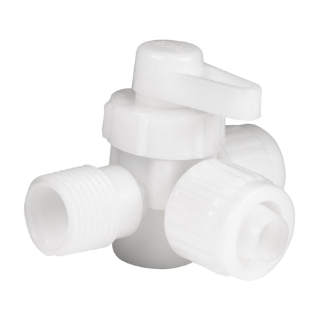 White 3 Way Bypass Valve with Caps - Three Quarter View | United RV Parts