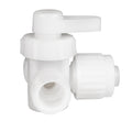 White PEX 3 Way Valve with Cap - Side Profile View | United RV Parts