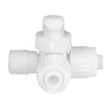 White PEX 3 Way Bypass Valve with 90 Degree Center Drain - Top View | United RV Parts