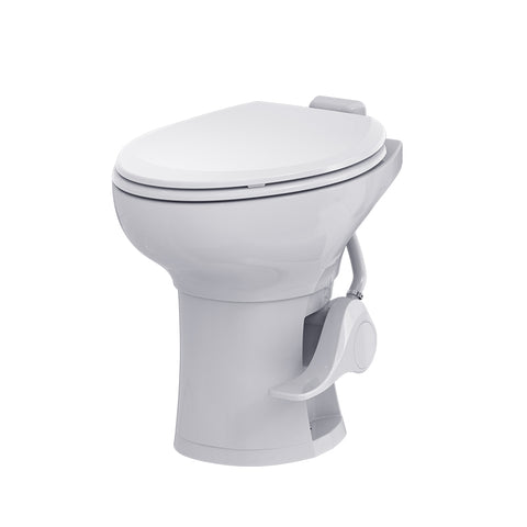 White Ceramic Seaflo RV Toilet SFRTCH-02-01 - Side View | United RV Parts
