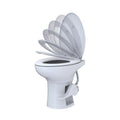 White Seaflo Residential Height RV Toilet - Soft Close Seat Open View | United RV Parts