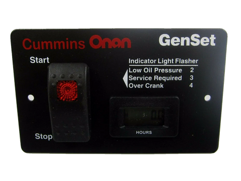 Black Cummins Onan GenSet Control Panel 028-00022 Digital Hour Meter - Front View | United RV Parts
