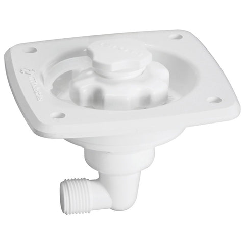 White FloJet City Water Inlet 1750-145A with Built-In Check Valve - Angled View | United RV Parts