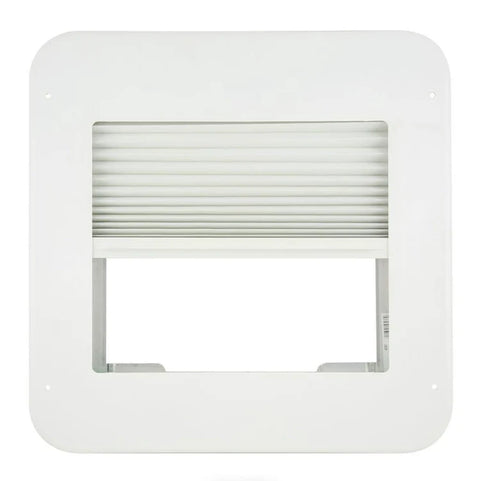 White RV Roof Vent Shade Assembly 015-201612 - Open Position Front View | United RV Parts