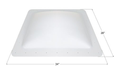 White RV Skylight Dome SL2228W with 34x28 Inch Dimensions - Measurement Diagram | United RV Parts