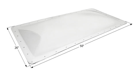 Icon SL2246C Clear RV Skylight 22x46 with 26x50 Outer Dimensions - Dimension Diagram | United RV Parts