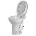 White Porcelain InVision Voyager RV Toilet with Open Seat - Front View | United RV Parts