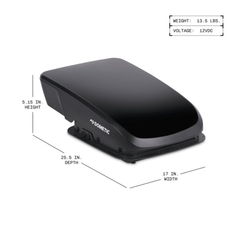 Dometic | Fan-Tastic Fan | 9630002554 | FA95MBSBG81S | 12v DC Powered | With Remote | Black Dome