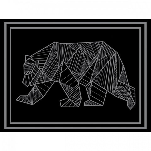 Black RV Outdoor Mat with Grey Geometric Bear Pattern - Design Detail | United RV Parts