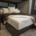 White Premium RV Mattress in RV Bedroom - Lifestyle Interior View | United RV Parts