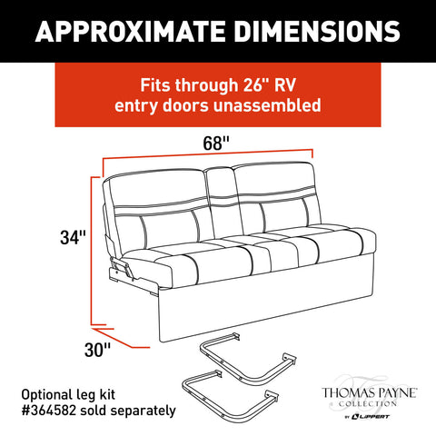 Thomas Payne 68 Jackknife Sofa Dimensions Diagram 2020129838 | United RV Parts