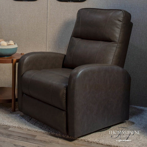 Brown Leather Thomas Payne Recliner in RV Interior - Lifestyle View | United RV Parts
