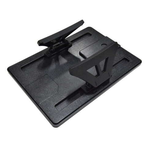 Black Thomas Payne Clip-On Armrest Tray - Side Angle with Clamp Mechanism | United RV Parts