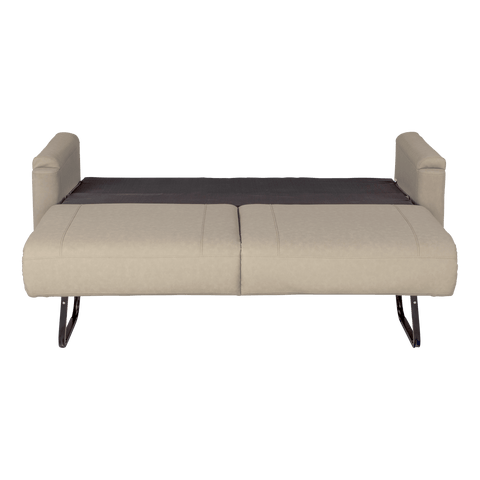 Beige Vinyl RV Trifold Sofa - Bed Configuration View | United RV Parts