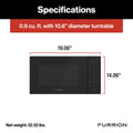 Furrion RV Microwave Specifications - 0.9 Cu Ft Capacity Chart | United RV Parts