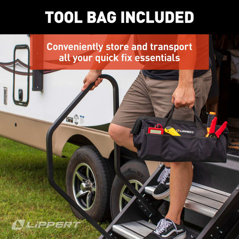 Black Lippert Tool Bag - Portable RV Storage Solution | United RV Parts