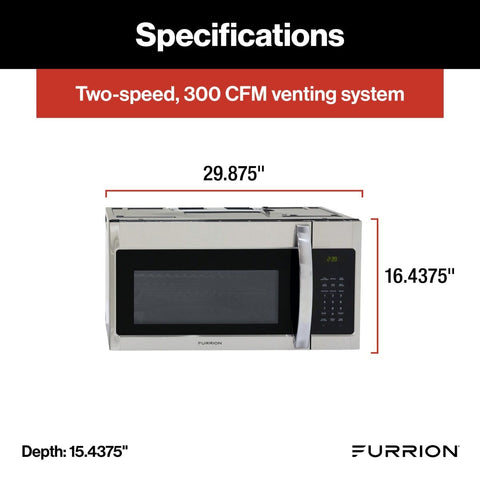Furrion FMCM15-SS Microwave Specifications with Dimensions 1.5 Cu Ft | United RV Parts