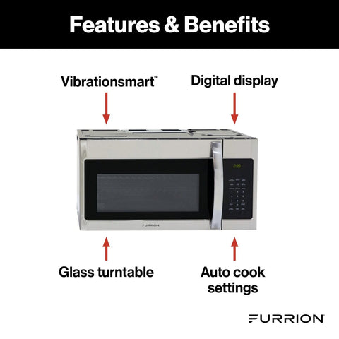 Furrion FMCM15-SS Features Digital Display Auto Cook Glass Turntable | United RV Parts