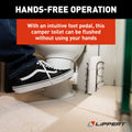 White RV Toilet Foot Pedal - Hands-Free Operation Detail | United RV Parts