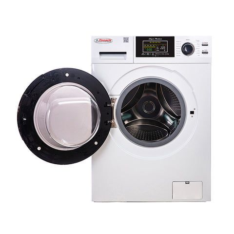 White Pinnacle Super Washer L Door Open Showing Drum Interior - Front View | United RV Parts