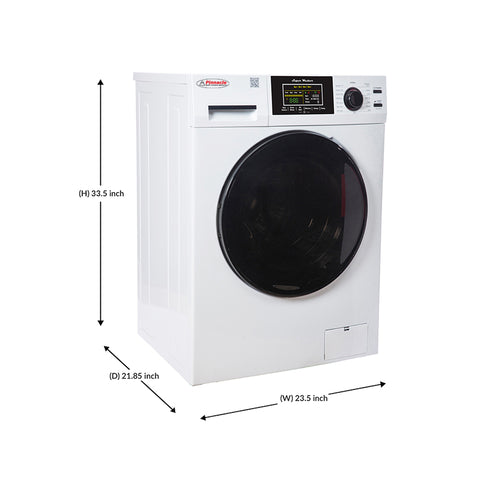 White Pinnacle Super Washer L with Dimensions 33.5H x 23.5W x 21.85D - Side View | United RV Parts