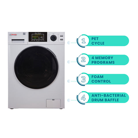Pinnacle Super Washer L Features Diagram with Memory Programs - Side View | United RV Parts