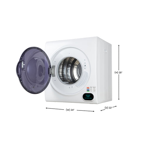 White Pinnacle Compact Dryer Open Door - Interior Drum View with Dimensions | United RV Parts