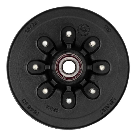Lippert 12" Brake Hub 2024013261 - Front Face View with Installed Bearing 8-Bolt Pattern | United RV Parts