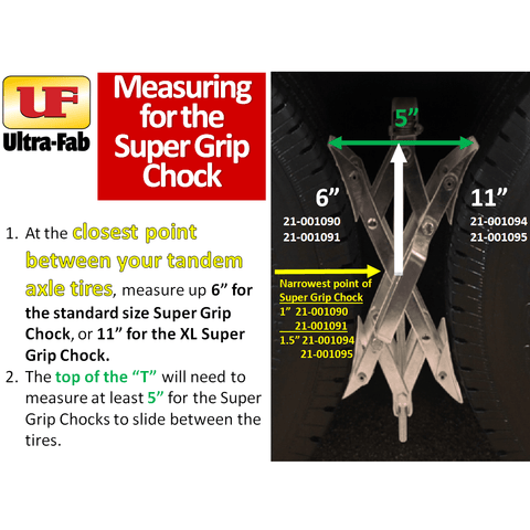 Ultra-Fab Super Grip Chock Tandem Axle Tire Sizing Guide - Measurement Detail | United RV Parts