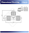 Flair-It PEX Tee Fitting Technical Specifications Drawing - Dimensional Diagram | United RV Parts
