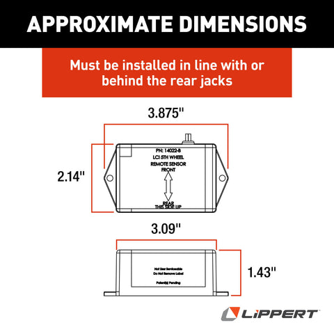 Lippert Auto-Level Remote Rear Sensor 232201 Dimensions - Technical Diagram | United RV Parts