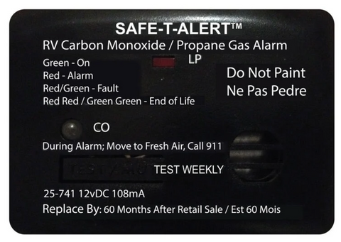 Black MTI SAFE-T-ALERT 25-741 LP/CO Alarm - Front View | United RV Parts
