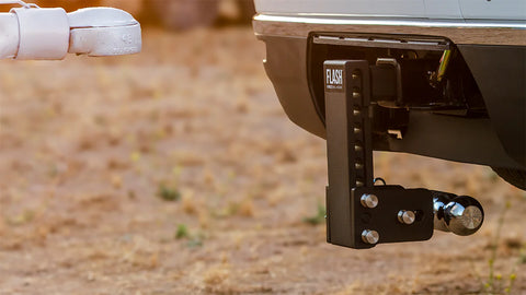 Black Flash Force Adjustable Trailer Hitch Ball Mount Installed on White SUV Receiver - Side View | United RV Parts
